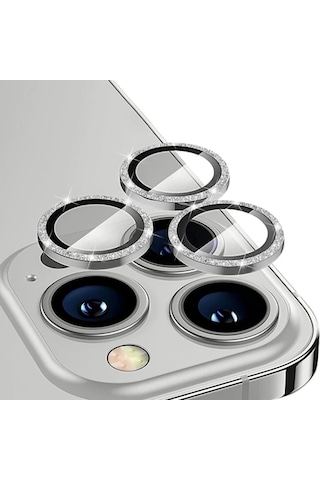 Ally iPhone Uyumlu 14 Pro-14 Pro Max Diamond Taş İşlemeli Alüminyum Alaşımlı Kamera Lens Koruyucu- 5775 Altın