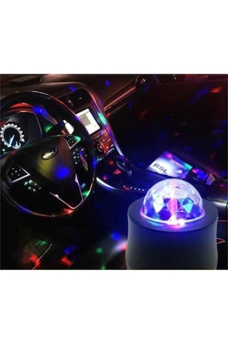 Müziğe ve Sese Duyarlı Usb Girişli Araç Içi Mini Disko Topu Parti