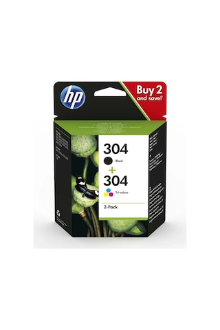 Hp 304 Mürekkep Kartuş Siyah / Üç Renkli 2'li Paket 3jb05ae