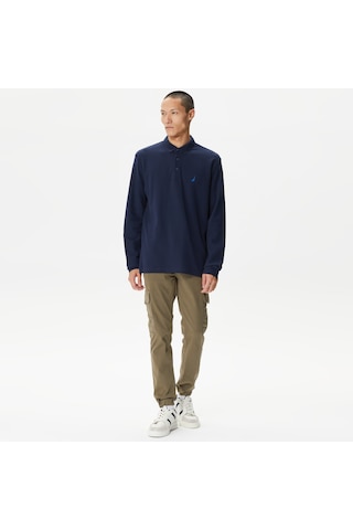 Nautica Erkek Lacivert Classic Fit Uzun Kollu Polo Düz K37351t Lacivert