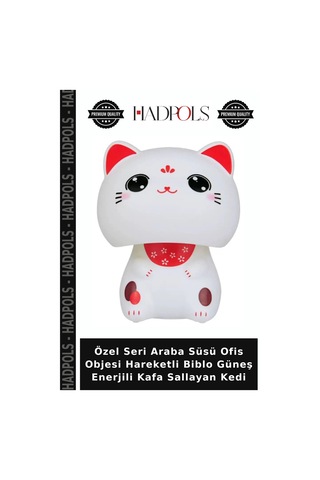 Özel Seri Araba Süsü Ofis Objesi Hareketli Biblo Güneş Enerjili Kafa Sallayan Kedi