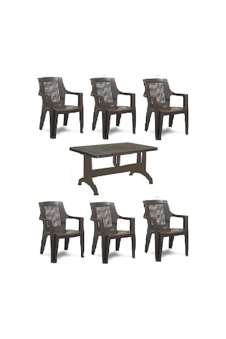 Buyukarısoy Elegance Rattan Efektli Plastik Sandalye + 70X120 Plastik Masa Tk