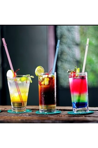 4'lü Halkalı Simli Tritan Pipet Seti + Temizleme Fırçası - 40oz Stanley Quencher Uyumlu Karışık/çok Renkli