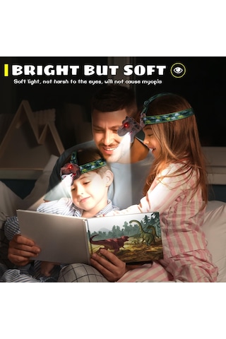 Ximistore9 Usb Şarjlı Çocuk Dinozor Kafa Lambası: Gece Keşfi İçin Sesli Ve Işıklı Oyuncak Çok Renkli