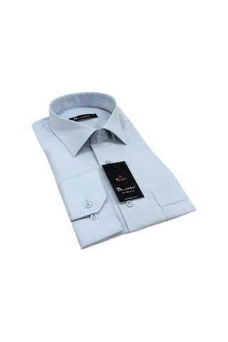 Dicotto Gri Armür Desenli Rahat Kesim Uzun Kol Erkek Gömlek Tek Cepli Klasik Regular Fit 001