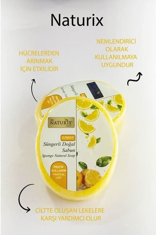 Naturix Limon Peeling Etkili Cilt Arındırıcı Limon Süngerli Sabun 150 G