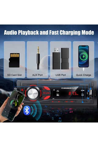Liangmei Bluetooth Araç Stereo 4x15 W Araç Ses Fm Radyo Mp3