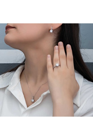 Casera's Gümüş Çiçek Desenli Kadın Set Csr2185267 Gümüş