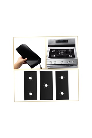 Fosenze 3'lü Gaz Ocak Korumalı Minder, 52.8x26 Cm, Yağ Splati Engeli, Isı Dayanıklı, Ptfe Kaplı Ocak Koruyucu