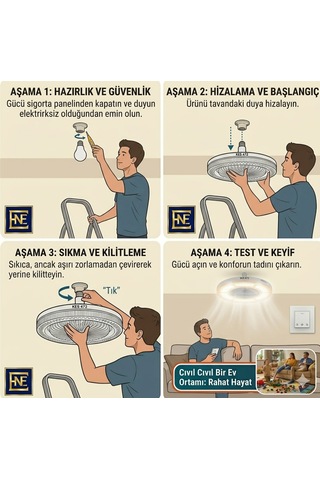 Vantilatör Ampul Üç Renkli Işık Fanlı Kumandalı Rgb