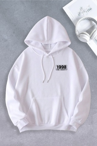 Ciel Lune Nevermind Unisex Kadın Erkek Los Angeles 1998 Baskılı Oversize Sweatshirt Beyaz Beyaz