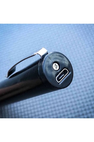 Wezone Stahl Kasa Usb Şarjlı Yetenekli Fenerli Çetin Güçlü Şoklu Kişisel Savunma Kalemi - Siyah Siyah