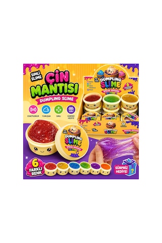 Çin Mantısı Dumpling Simli Slime Renkli Esneyen Jel Oyuncak Mavi