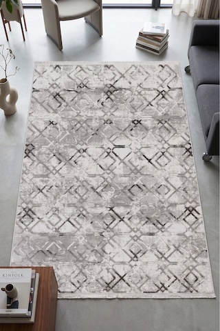Merinos Vista Gri %100 Akrilik Gri Desenli Kesme Halı Yolluk Antre Koridor Salon Halısı 36892-98