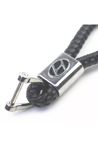 Hyundai İle Uyumlu Siyah Deri Örgülü Anahtarlık Aksesuar İ10 İ20