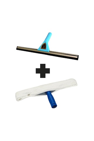 Metal Başlıklı Cam Çek Çek Camsil 45 Cm + 45 Cmpeluş Ve Aparatı + 50x50 Mikrofiber Cam Bezi + Aparat Renkli