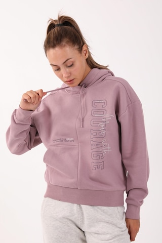 Maraton Sportswear Comfort Kadın Kapşonlu Uzun Kol Basic Lila Sweatshirt 21474-lila Lila