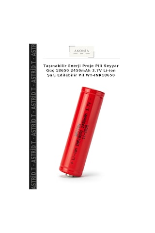 Taşınabilir Enerji Proje Pili Seyyar Güç 18650 2450mah 3.7v Li-ion Şarj Edilebilir Pil Wt-ınr18650