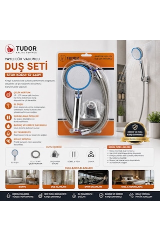 Vakumlu - Krom Lüks Duş Seti Metal Yaylı Hortum 150cm Mafsal 4741 Diğer