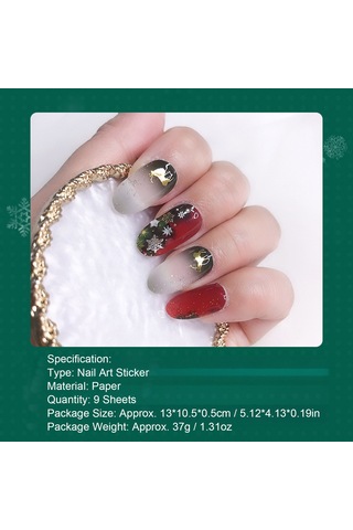 Yifomall Noel Temalı 3d Tırnak Sanatı Sticker Seti - 9 Farklı Desen Ve Mini Tırnak Törpüsü İçeren Dıy Manikür Kit