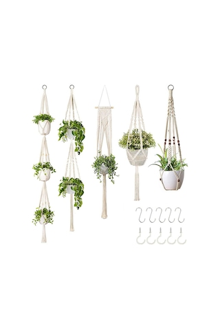 El Yapımı Çiçek Standı, Ayarlanabilir Düğümleme İpi, Dokuma Askılı Sepet