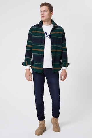 Lee Cooper Cıtymap Erkek Dokuma U.kol Gömlek Yeşil-sarı Çizgili -16025 Yeşil