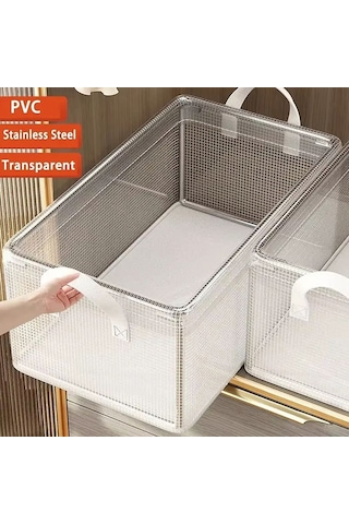 Saplı Şeffaf Çelik Çerçeve Katlanabilir Gardırop Organizatörü