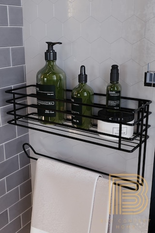 Banyo Düzenleyici Çok Amaçlı Dekoratif Havluluk Düzenleyici Siyah
