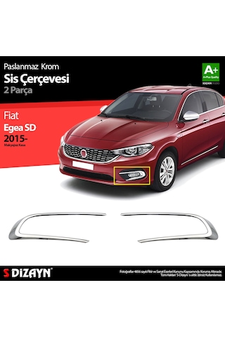 S-Dizayn  Fiat Egea Krom Sis Farı Çerçevesi 2 Prç. 2015-2020