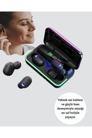 Bluetooth 5.1 Oyuncu Kulaklığı Led Ekranlı Powerbank Kulaklık