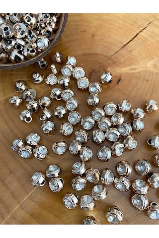 Metalize Ayaklı Gold Taşlı Düğme 12mm 20adet