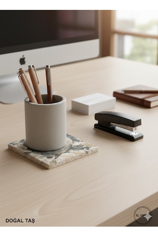 15x15 Gri Kalp Desenli Doğal Taş 2 Li Set Dekoratif Duvar Ve Masa Süsü Krem