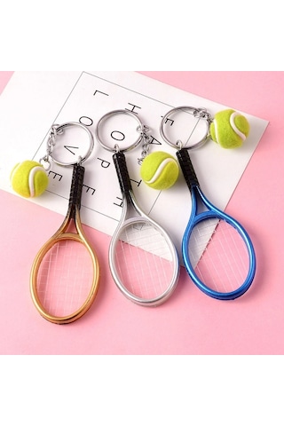 Gerçekçi Tenis Raketi Tasarımlı Şık Anahtarlık Kolye Çanta Süsü Tennis Keychain 5047