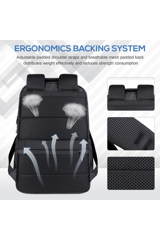 Lemestar Usb Şarj Portlu, Suya Dayanıklı Oxford Kumaşlı, Çok Bölmeli Seyahat-iş Okul Sırt Çantası Gri Gri