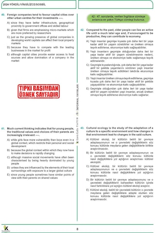 2026 YÖKDİL İngilizce SOSYAL BİLİMLER ÖSYM Çıkmış Soru Tıpkı Basım Deneme Paketi 12li Türkiye Geneli