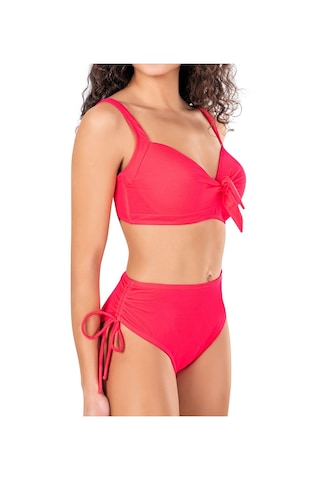 Endeep Kadın Fiyonk Detaylı Pembe Büyük Beden Bikini Takımı Pembe