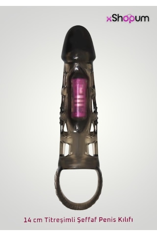Xshopum 14 Cm Titreşimli Şeffaf Penis Kılıfı