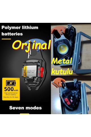 Büyük Boy 10,5 Cm Acil Durum Kamp Feneri Anahtarlık Usb Çakmaklı Cam Kırıcı Kemer Kesici Deprem Fen Siyah