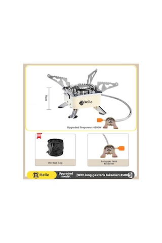 Yuntech01 Dışarıda Kullanıma Uygun Katlanabilir Gazlı Ocak - Kamp, Piknik İçin 5 Kişilik Kahve, Su Kaynatma Ve Yemek Pişirme Tesisatı Küçük Kareli Ocak + Uzun Gaz Tankı Borusu Çok Renkli