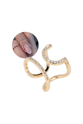 Lemestar Kadınlar İçin Ayarlanabilir Tırnak Yüzükü, Elektroplated Bakır Malzeme, Sağlıklı Ve Şık Manikür Aksesuarı, Günlük Ve Özel Etkinlikler İçin Gold