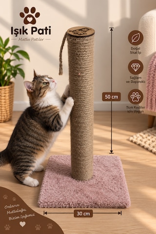 Işık Pati Kedi Tırmalama Tahtası 50 Cm Kare, Yerli Ip