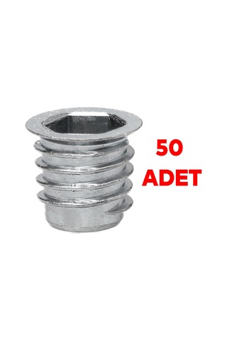 Metal Düz Dişli Dübel Ahşap Dübeli M8 10x15 Diş Çinko Mobilya Bağlantı Ünite Birleştirme 50 Adet
