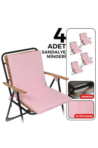 Xpermate 4'lü Arkalıklı Sandalye Minderi Fermuarlı 40x40 Pembe