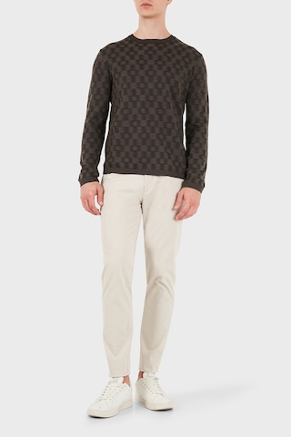 Emporio Armani Desenli % 100 Yün Bisiklet Yaka Kazak Erkek Kazak Em006276 Af29848 F6030 Kahve