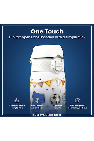 Ion8 - Paslanmaz Çelik İnce Suluk - Futbol - 600 Ml - Sızdırmaz Çok Renkli