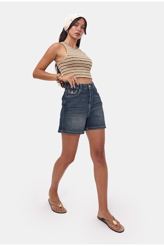 Itsbasic Kadın Tint 2s6-8 Relax Fit Midi Boy Esnek Kumaş Denim Şort