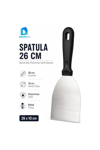 Büyük Boy Spatula 26 Cm Paslanmaz Çelik Geniş Yüzeyli Servis Spatulası Börek Pasta Lazanya Sunum Aparatı Siyah