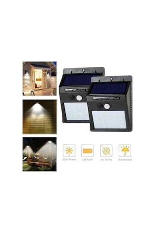Solar Sensörlü Duvar Lambası Bahçe Lamba 20 Led Işık 06979701