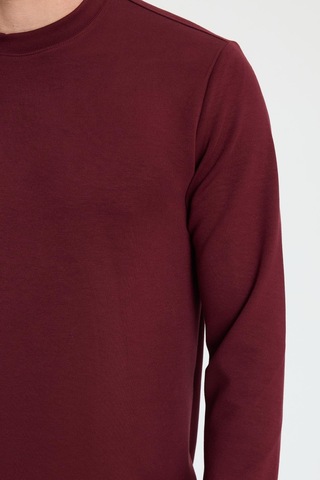 Tudors Erkek Relax Fit Rahat Kesim Uzun Kollu Ekstra Yumuşak Bisiklet Yaka Bordo Sweatshirt-41868 Bordo