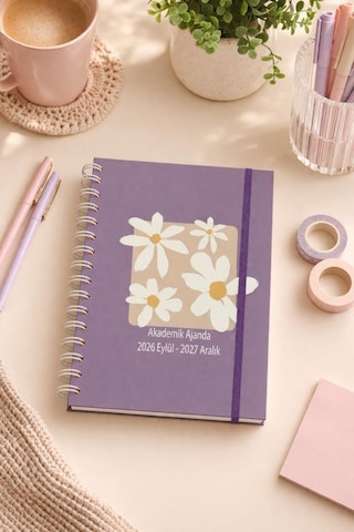 Lizy 2026-2027 Akademik Ajanda - A5 Spiralli Planner Tasarım-7 Mor